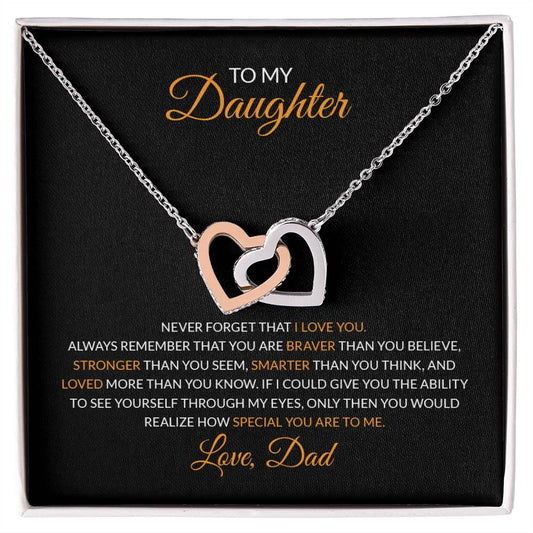 To My Daughter | Never Forget That I Love You - Interlocking Hearts necklace